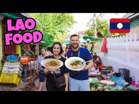 LAOS STREET FOOD 🇱🇦 Epic Morning Market Breakfast Tour in Luang Prabang with  @2Feet1Camera