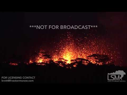 5-13-2018 Pahoa, Hi breathtaking night video of massive lava fountains as fissure 18 erupts 4k