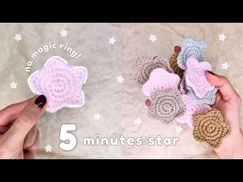 Crochet Easy Star For ABSOLUTE BEGINNERS In Five Minutes!🌟How To Crochet Star!✨