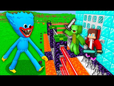 10 Security Build Hacks vs Huggy Wuggy Minecraft Thanks to Maizen JJ and Mikey