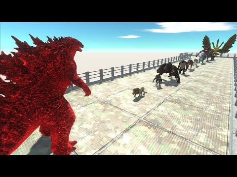 GODZILLA RED VS GHIDORAH & ALL GODZILLA  DEATH FALL - Animal Revolt Battle Simulator