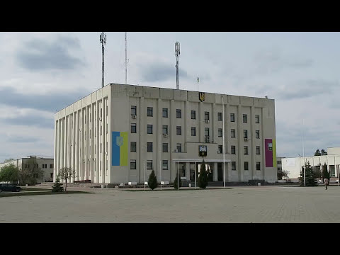 Slavutych city hall and central place, Ukraine