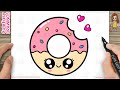 How to Draw a Cute Yummy Donut | Easy Step-By-Step Drawing and Coloring for Kids and Toddlers