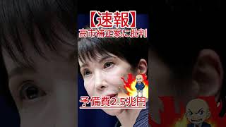 予備費2 5兆円 高市補正案に批判