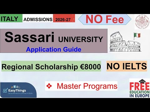 Sassari University Italy, Admissions 2026, Master| Application Process, No Fee, No IELTS