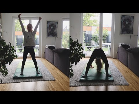 Learning to bridge from a standing position and getting up for beginners | Bembi's Gymnastics Class