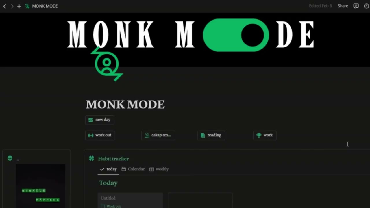 FREE Notion Habit Tracker | Monk Mode: Boost Productivity & Transform Your Life