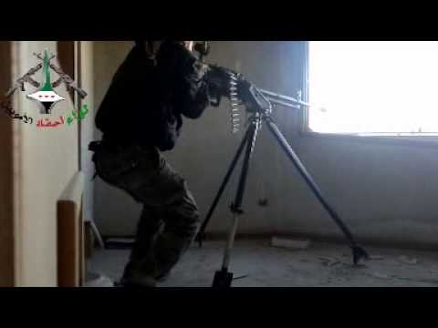 استهداف  قوات النظام برشاش بي كي سي من قبل كتيبة ابو ذر الغفاري التابعة للواء أحفاد الأمويين