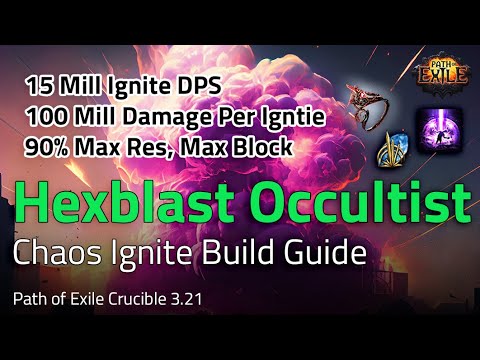 Hexblast Occultist - Chaos Ignite Build Guide! - 15m Ignite DPS! - Path of Exile Crucible 3.21