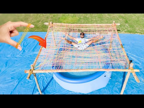 We Made Trampoline Using 25000 Rubber Bands - Will It Work?