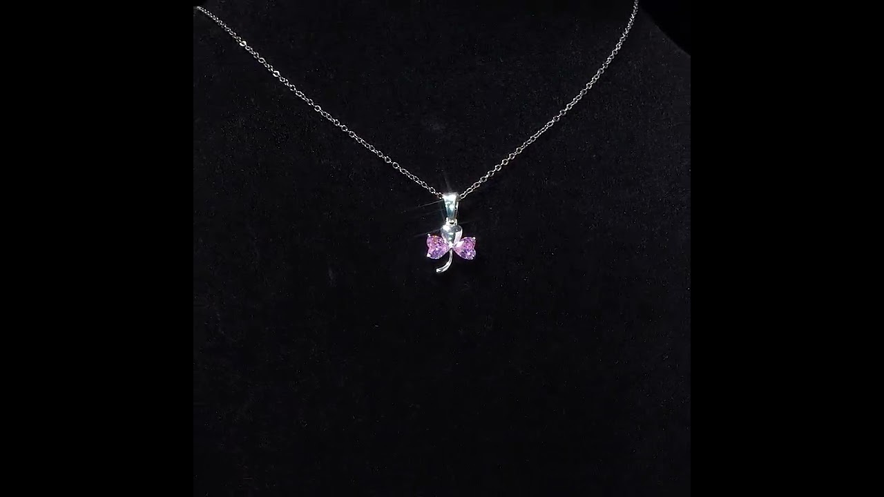 Dây chuyền DCJ67 cỏ 3 lá đính đá sắc màu bạc 925 ChariotJewelry
