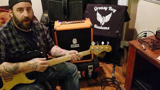 Video thumbnail for ORANGE CRUSH BASS 50 BASS AMP, 1x12 50 watt amplifier,fender precision bass special california. by Greasy Boy Kustoms (Dirty Dan D'Alessandro)