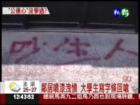 外宿大學生太吵 鄰居噴漆互槓