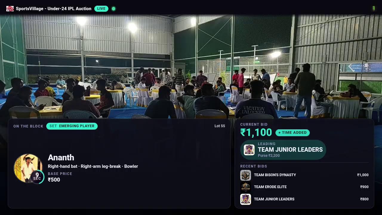 SportsVillage Under-24 IPL Auction