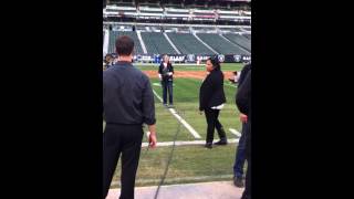 Laurie Ramos Natonal Anthem Oakland Raider game 10/6/13