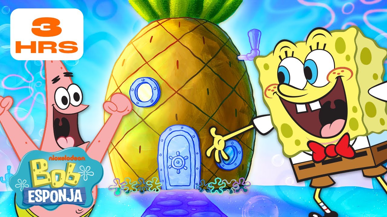 Bob Esponja | MAIS DE 3 HORAS Dentro das Casas da Fenda do Biquíni! 🍍 | Bob Esponja em Português