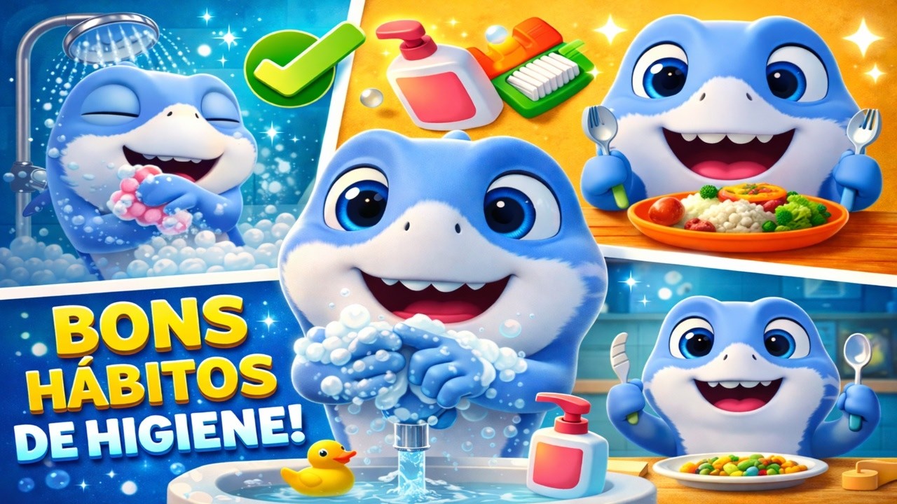 Bons Hábitos de Higiene Infantil! Aprenda a Lavar as Mãos e Tomar Banho Brincando, com Tuto