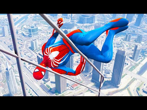 SPIDERMAN CRAZY JUMPS/FALLS (GTA 5 Spider-Man Fails) #77