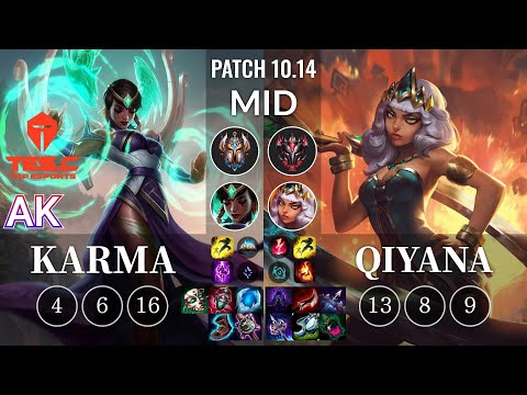 TES AK Karma vs Qiyana Mid - KR Patch 10.14