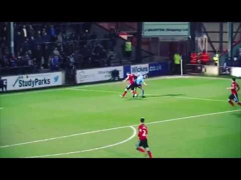 Scunthorpe v Rochdale Paddy Madden turning Harrison McGahey