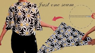 💥Very Easy Circular Blouse Cutting and Sewing | DIY Batwing Top | Butterfly Sleeve Blouse Tutorial