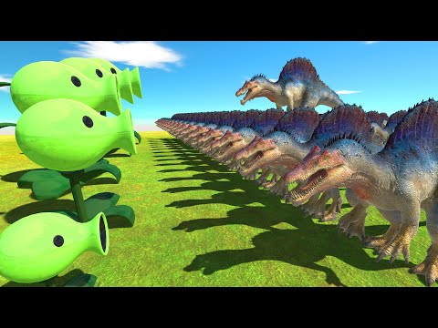 Different Size Peashooter vs 999 Spinosaurus - Animal Revolt Battle Simulator