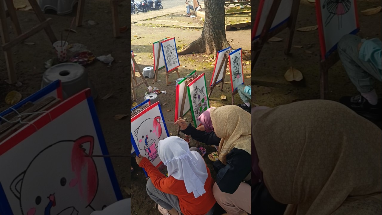 Melukis Mewarnai cat air di CFD GOR Satria Purwokerto #mewarnaigambar #shortsanak