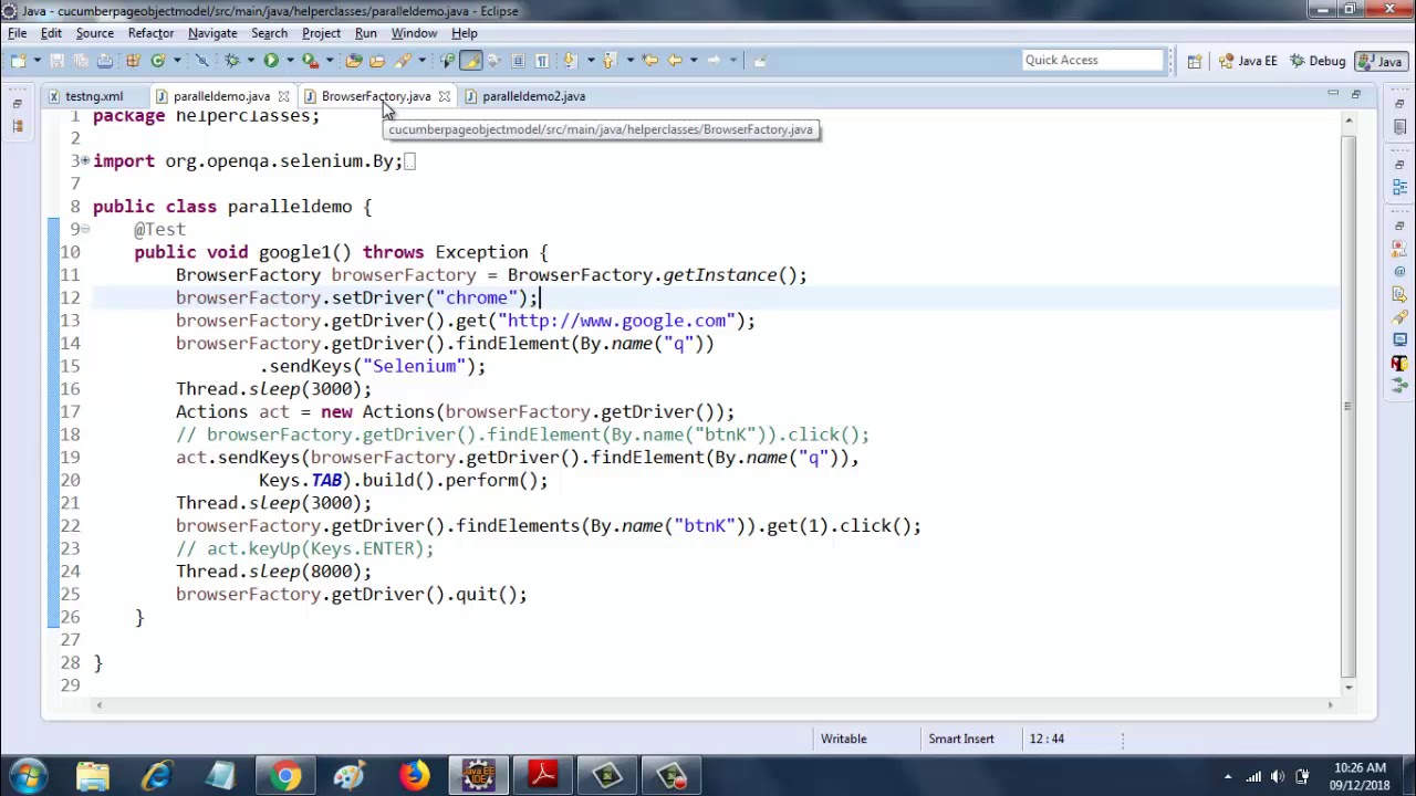 Parallel Execution in Selenium WebDriver using ThreadLocal class