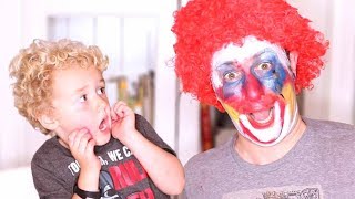 Full Face Clown Makeover on Dad!