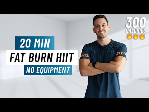 20 Min Fat Burning HIIT Workout - Full body Cardio At Home (No Equipment)