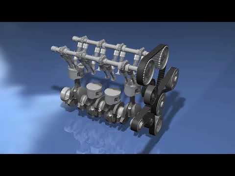 Inline Four-Cylinder Engine - 3D Model Turntable