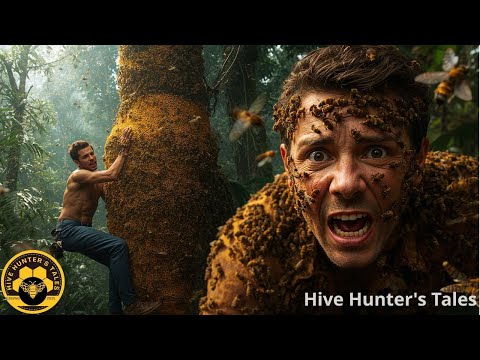 Heart Pounding Moment Wild Bees Attack During Tree Climb for Honey
