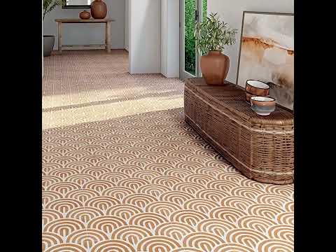 Carrelage sol effet carreaux de ciment Dalí décor terre arc de cercle 20x20 cm