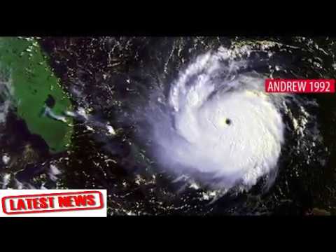 Combined satellite images show Hurricane Andrew and Irma