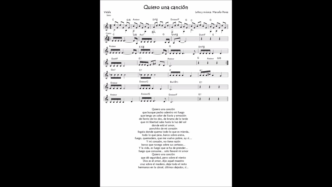 QUIERO UNA CANCIÓN -  VIDALA  - MARCELO PEREA