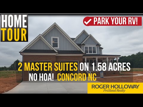 Concord NC New Home w. Two Master Suites on 1.5+ acre Lot