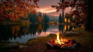 Peaceful Riverside Morning 🍁 Campfire Crackles & Birdsong for Relaxation and Calm Focus