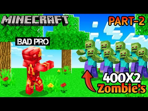 Insane 800 Zombie vs Iron Man Fight in Minecraft PE 1.20.1!