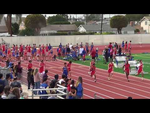 FSB 100m Heat 3 vs Fountain Valley 3-21-18 - Los Alamitos Boys