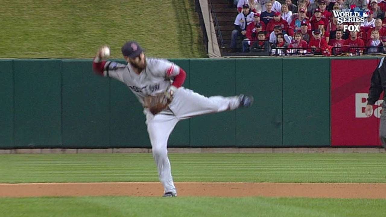 Pedroia's strong throw gets Robinson