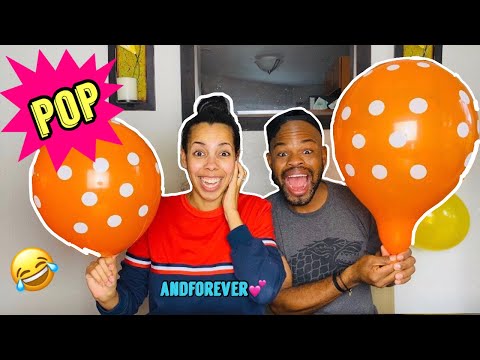 COUPLES BLOW TO POP BALLOON CHALLENGE! (SHE GAVE UP!!)