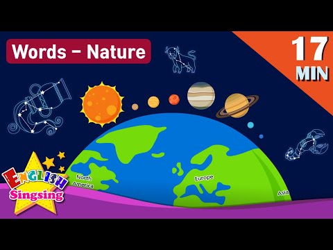 Theme "Nature"  (Solar System, Geography, Zodiac Sign) - Kids vocabulary  - Words Theme collection