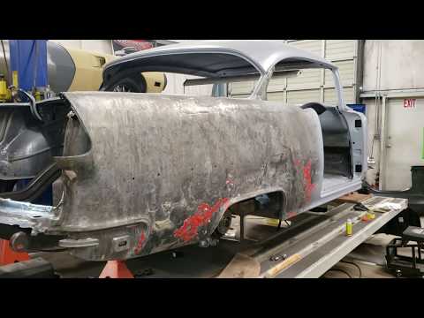 Part 1 of 55 Chevy hardtop quarter panel replacement. 1955 Chevy restoration. How to replace quarter