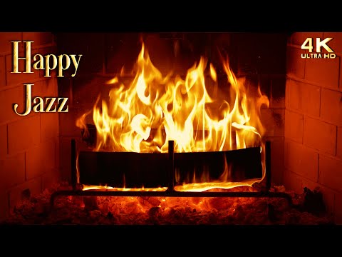 🔥 Happy Jazz Fireplace Music Ambience ⏐ No Ads