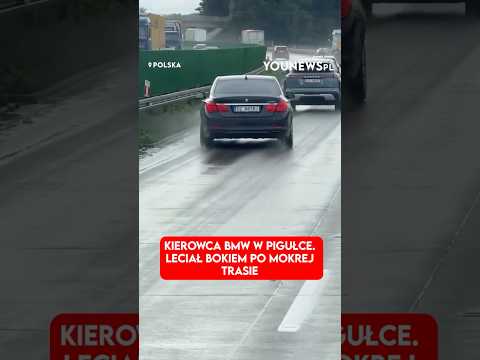 Kierowca BMW w pigułce. Leciał bokiem po mokrej trasie