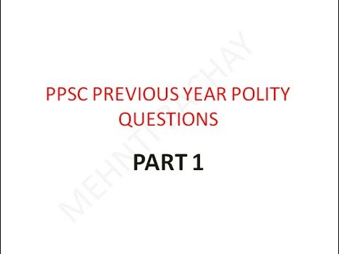 POLITY|PPSC PREVIOUS YEAR QUESTIONS|  Part1 |  HEADMASTER | PRINCIPAL| BPEO |PCS|2020 Video