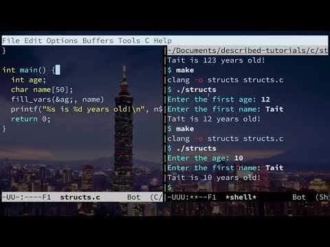 Structs in C, an Emacspeak Tutorial (accessible programming tutorial w/ screen reader)