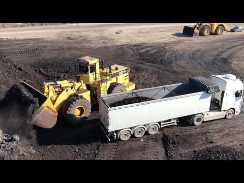 Caterpillar 992C Wheel Loader Loading Coal On Trucks - S.G.M Melidis