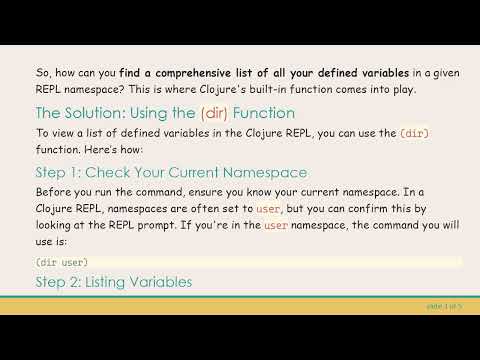 How to View Defined Variables in a Clojure REPL