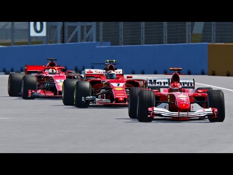 Ferrari F1 2018 vs Ferrari F1 2017 vs Ferrari F1 2004 - Singapore